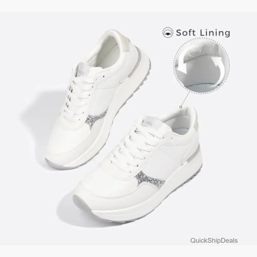 Platform Sneakers with Mesh Upper and Polyurethane Outsole